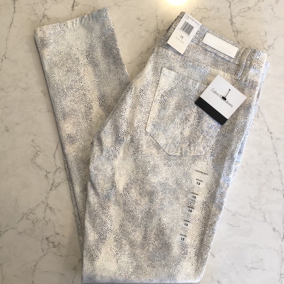 Calvin Klein Denim - Calvin Klein snake skin patterned jeans white grey